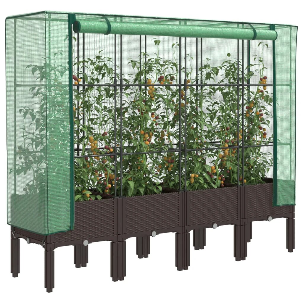 vidaXL vidaXL Raised Bed with Greenhouse Cover Rattan Look 40x40x140 cm - Greenhouse