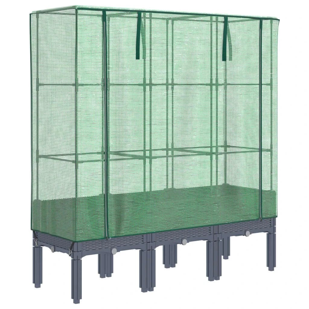 vidaXL Raised Bed with Greenhouse Cover Rattan Look 40x40x140 cm by vidaXL