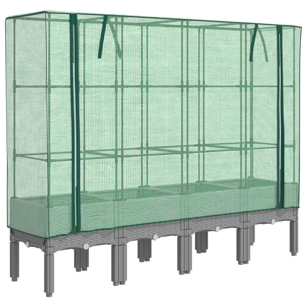 vidaXL Raised Bed with Greenhouse Cover Rattan Look 40x40x140 cm by vidaXL