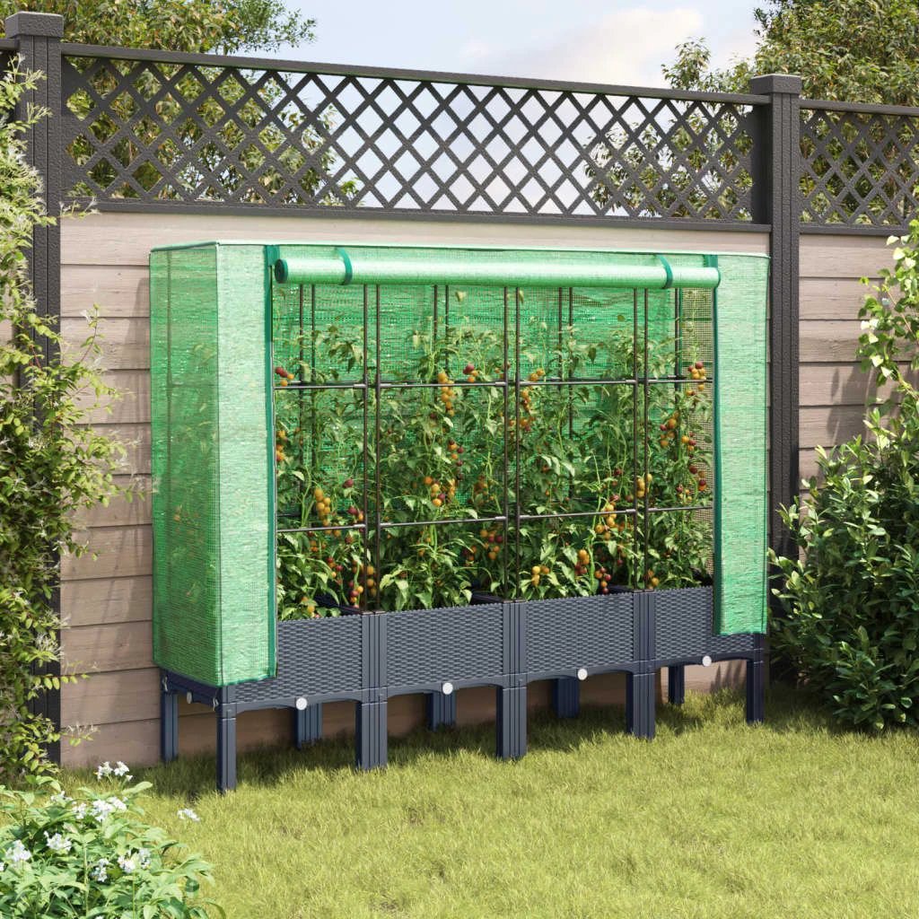 vidaXL vidaXL Raised Bed with Greenhouse Cover Rattan Look 40x40x140 cm - Greenhouse