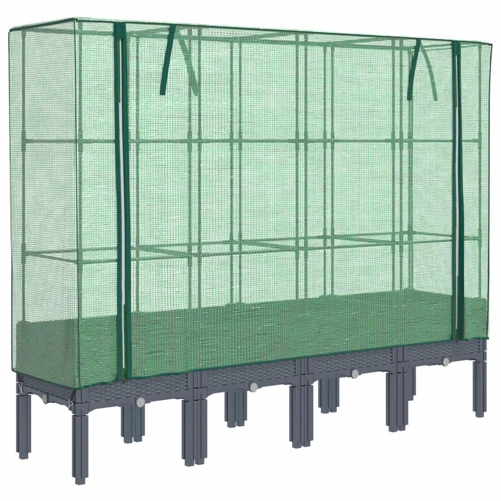 vidaXL vidaXL Raised Bed with Greenhouse Cover Rattan Look 40x40x140 cm - Greenhouse