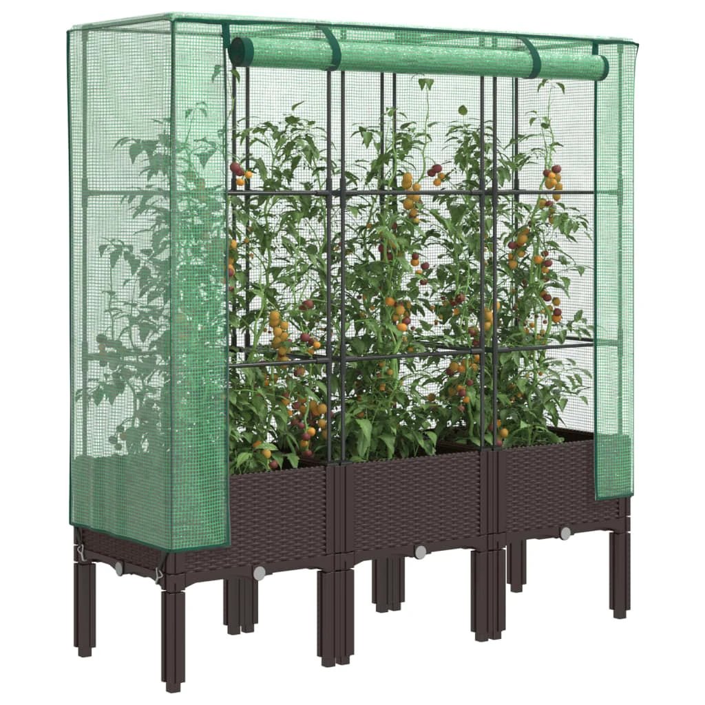 vidaXL Raised Bed with Greenhouse Cover Rattan Look 40x40x140 cm by vidaXL