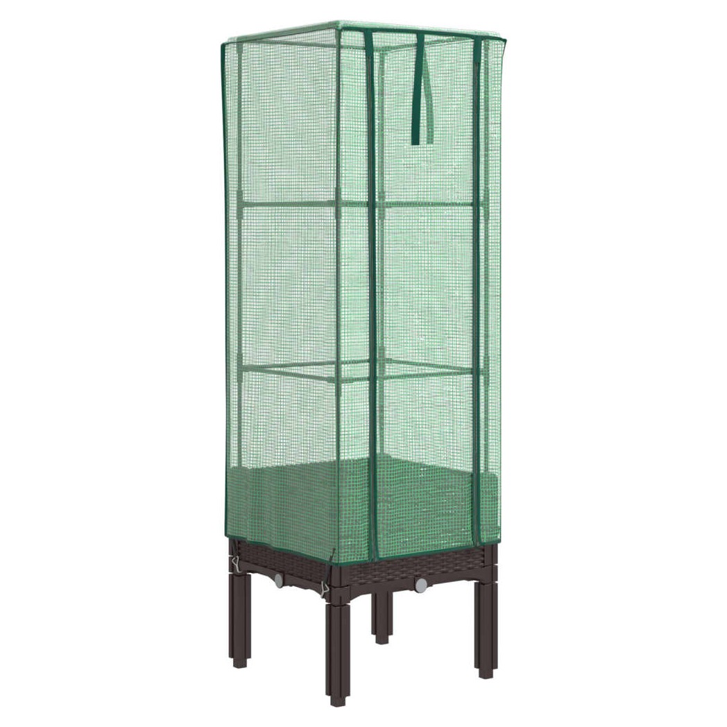 vidaXL Raised Bed with Greenhouse Cover Rattan Look 40x40x140 cm by vidaXL
