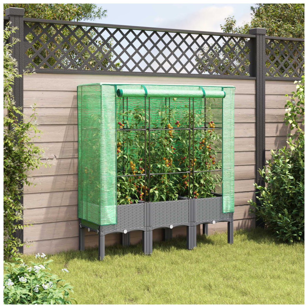 vidaXL vidaXL Raised Bed with Greenhouse Cover Rattan Look 40x40x140 cm - Greenhouse