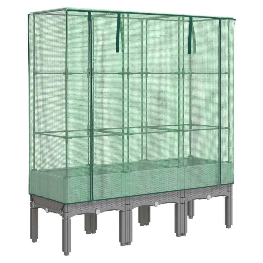 vidaXL vidaXL Raised Bed with Greenhouse Cover Rattan Look 40x40x140 cm - Greenhouse