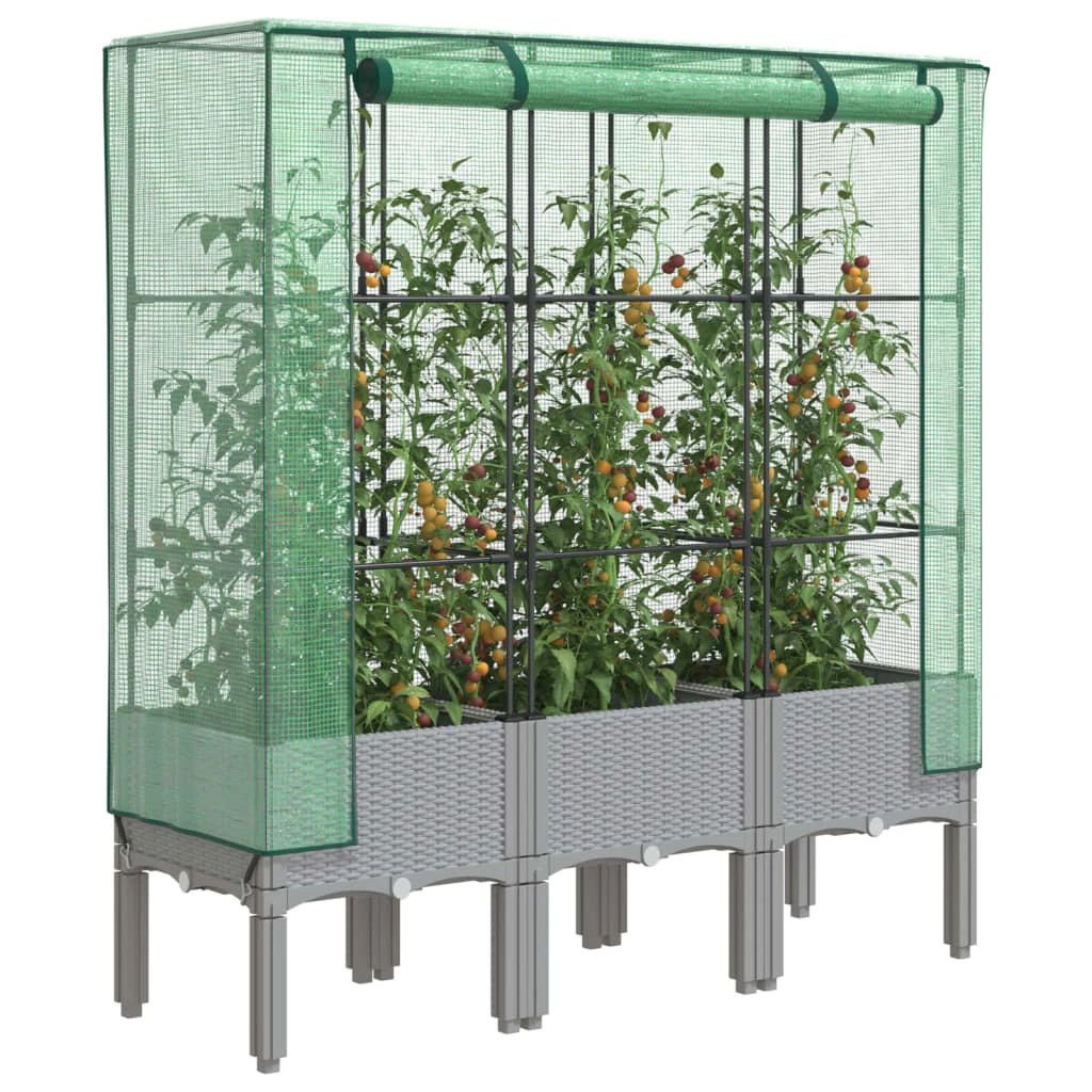 vidaXL vidaXL Raised Bed with Greenhouse Cover Rattan Look 40x40x140 cm - Greenhouse