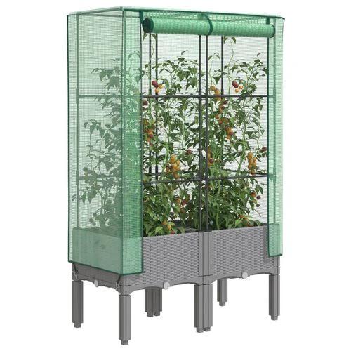 vidaXL vidaXL Raised Bed with Greenhouse Cover Rattan Look 40x40x140 cm - Greenhouse