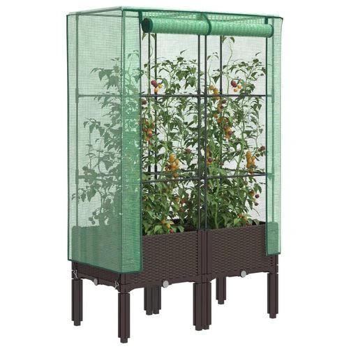 vidaXL vidaXL Raised Bed with Greenhouse Cover Rattan Look 40x40x140 cm - Greenhouse