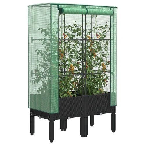 vidaXL vidaXL Raised Bed with Greenhouse Cover Rattan Look 40x40x140 cm - Greenhouse