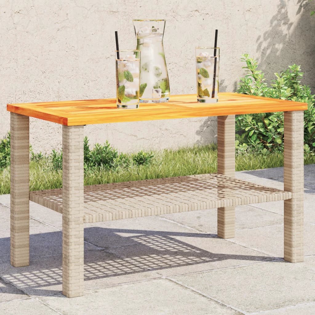 vidaXL Garden Table Black 80x80x75 cm Poly Rattan Acacia Wood -
