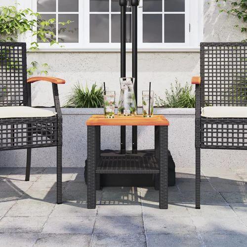 vidaXL Garden Table Black 80x80x75 cm Poly Rattan Acacia Wood -