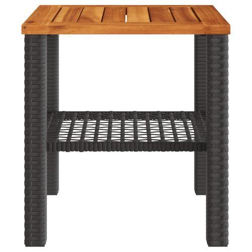 vidaXL Garden Table Black 80x80x75 cm Poly Rattan Acacia Wood -