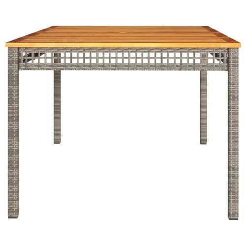 vidaXL Garden Table Black 80x80x75 cm Poly Rattan Acacia Wood -