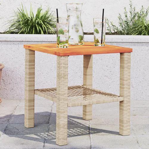 vidaXL Garden Table Black 80x80x75 cm Poly Rattan Acacia Wood -