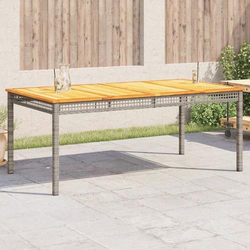 vidaXL Garden Table Black 80x80x75 cm Poly Rattan Acacia Wood -