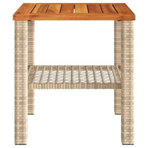 vidaXL Garden Table Black 80x80x75 cm Poly Rattan Acacia Wood -