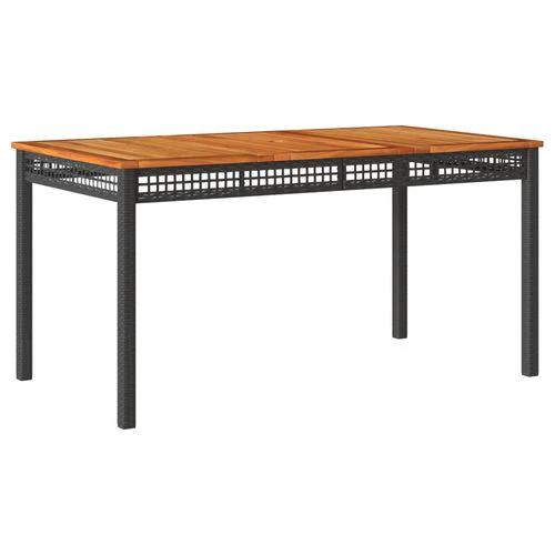 vidaXL Garden Table Black 80x80x75 cm Poly Rattan Acacia Wood -