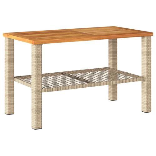 vidaXL Garden Table Black 80x80x75 cm Poly Rattan Acacia Wood by vidaXL