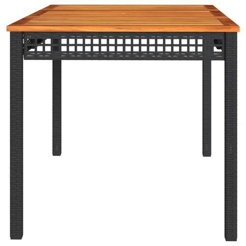 vidaXL Garden Table Black 80x80x75 cm Poly Rattan Acacia Wood -