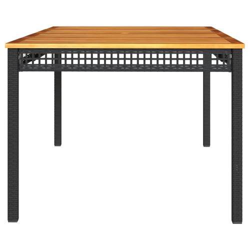 vidaXL Garden Table Black 80x80x75 cm Poly Rattan Acacia Wood by vidaXL