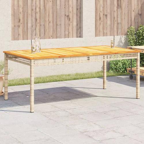 vidaXL Garden Table Black 80x80x75 cm Poly Rattan Acacia Wood by vidaXL