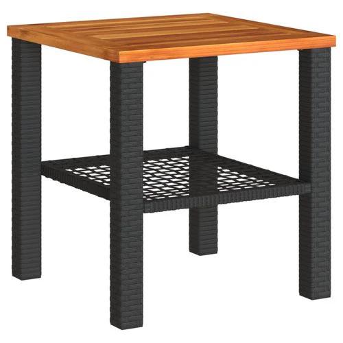vidaXL Garden Table Black 80x80x75 cm Poly Rattan Acacia Wood -