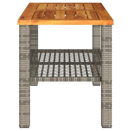 vidaXL Garden Table Black 80x80x75 cm Poly Rattan Acacia Wood by vidaXL