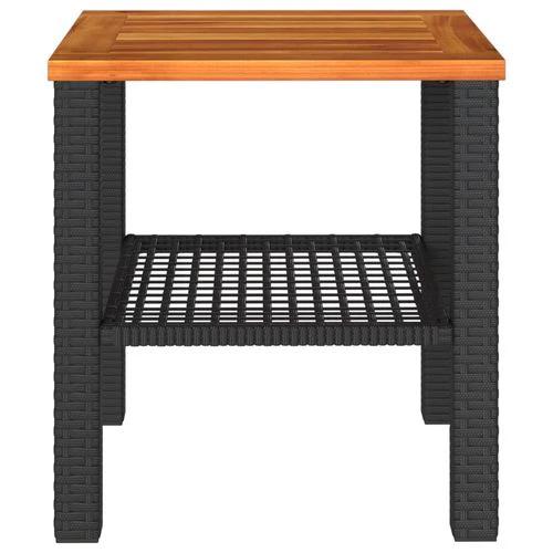 vidaXL Garden Table Black 80x80x75 cm Poly Rattan Acacia Wood -