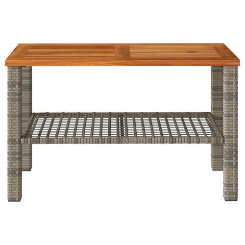 vidaXL Garden Table Black 80x80x75 cm Poly Rattan Acacia Wood by vidaXL