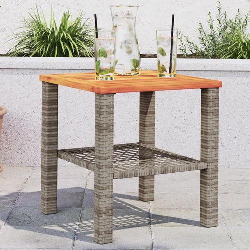 vidaXL Garden Table Black 80x80x75 cm Poly Rattan Acacia Wood by vidaXL