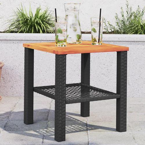 vidaXL Garden Table Black 80x80x75 cm Poly Rattan Acacia Wood -