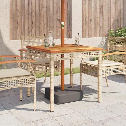 vidaXL Garden Table Black 80x80x75 cm Poly Rattan Acacia Wood by vidaXL