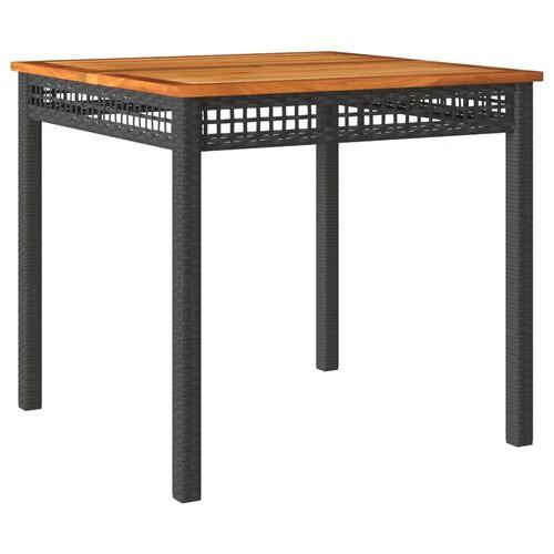 vidaXL Garden Table Black 80x80x75 cm Poly Rattan Acacia Wood by vidaXL