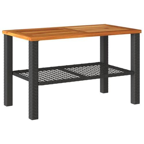 vidaXL Garden Table Black 80x80x75 cm Poly Rattan Acacia Wood -