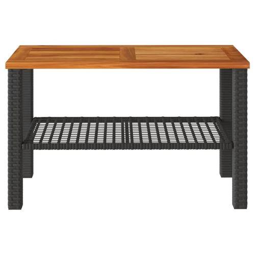 vidaXL Garden Table Black 80x80x75 cm Poly Rattan Acacia Wood -