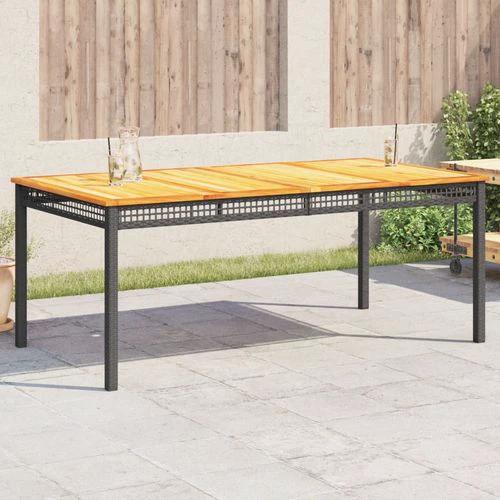 vidaXL Garden Table Black 80x80x75 cm Poly Rattan Acacia Wood by vidaXL
