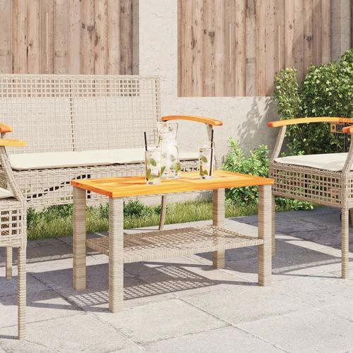 vidaXL Garden Table Black 80x80x75 cm Poly Rattan Acacia Wood by vidaXL