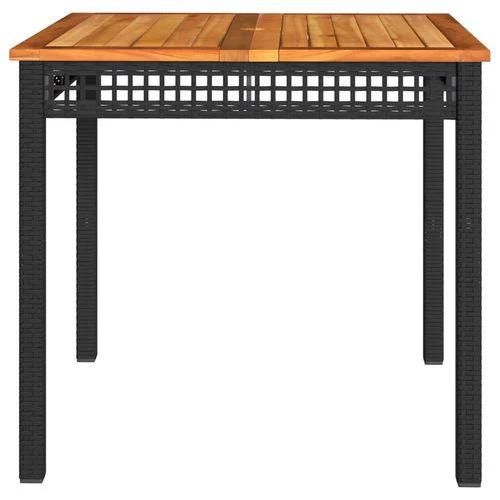 vidaXL Garden Table Black 80x80x75 cm Poly Rattan Acacia Wood -
