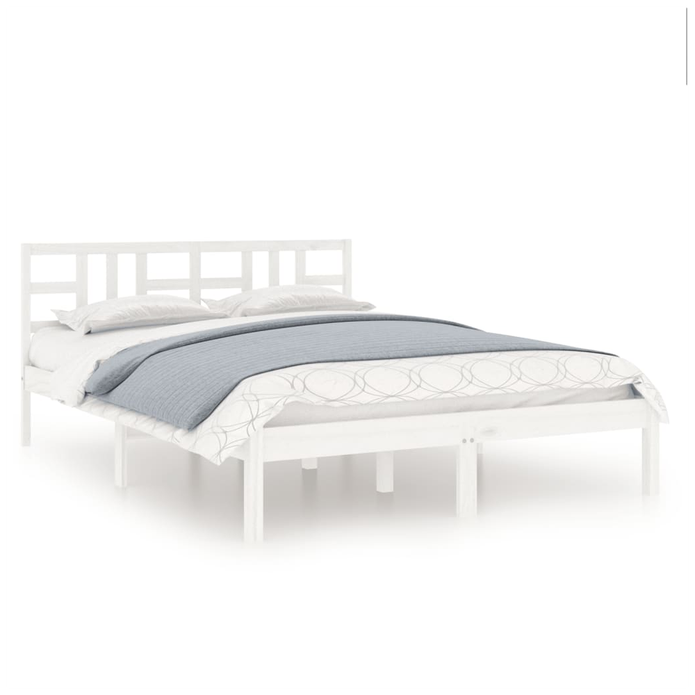 Bed Frame White Solid Wood 150x200 cm vidaXL King Size by vidaXL