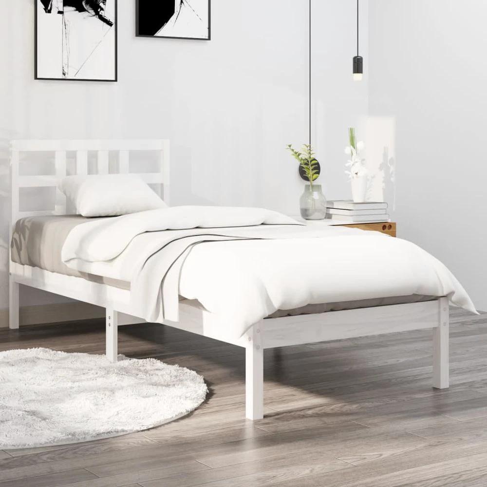 vidaXL Bed Frame White Solid Wood 150x200 cm vidaXL King Size - Uncategorized King Size