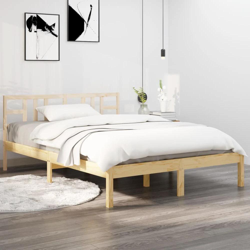 vidaXL Bed Frame White Solid Wood 150x200 cm vidaXL King Size - Uncategorized King Size
