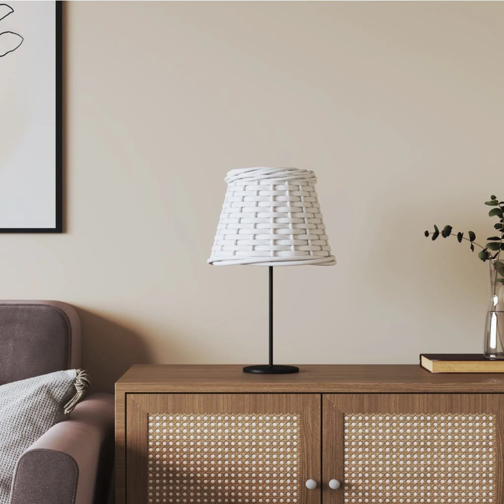 vidaXL Lamp Shade White Ø15x12 cm Wicker by vidaXL