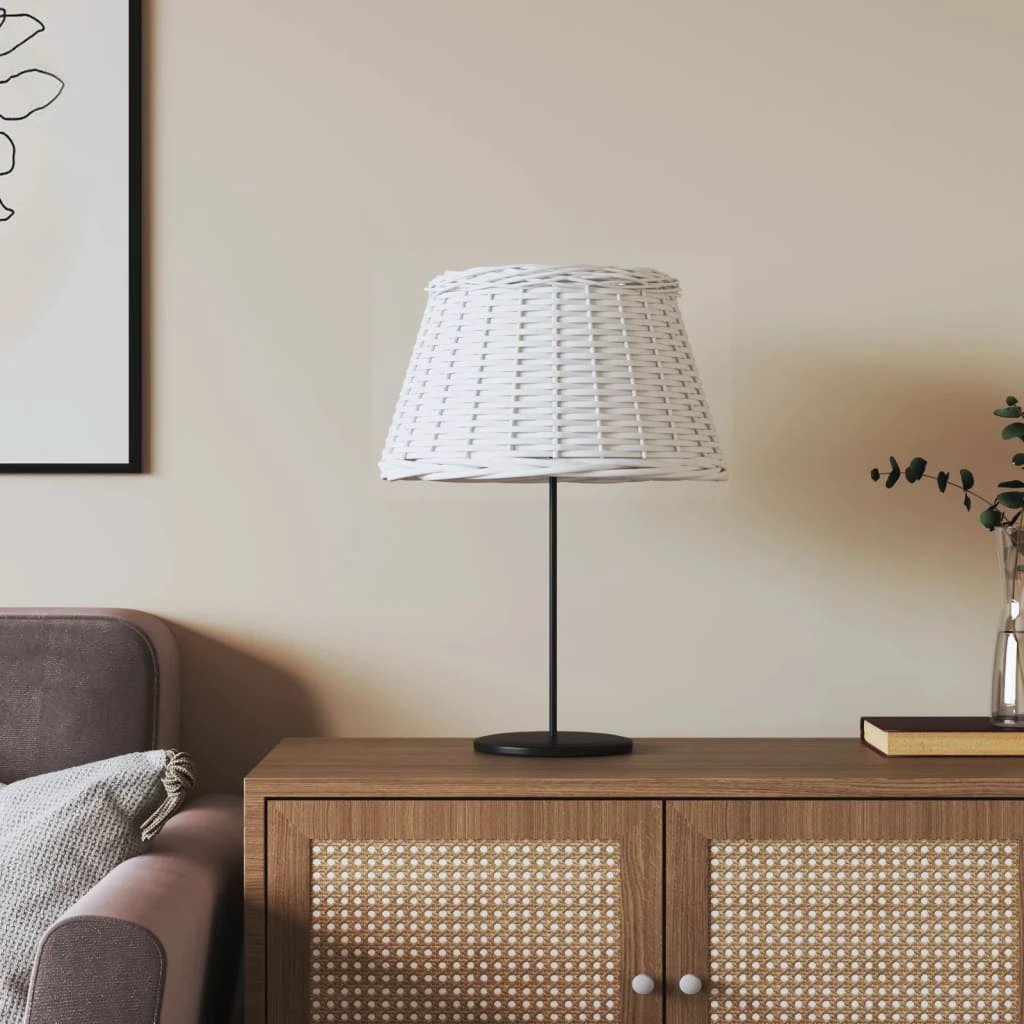 vidaXL Lamp Shade White Ø15x12 cm Wicker by vidaXL