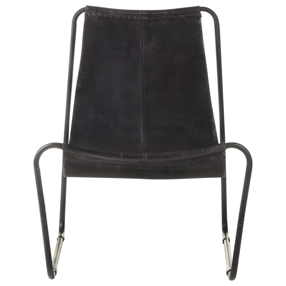 Relaxing Chair Black Real Leather vidaXL by vidaXL