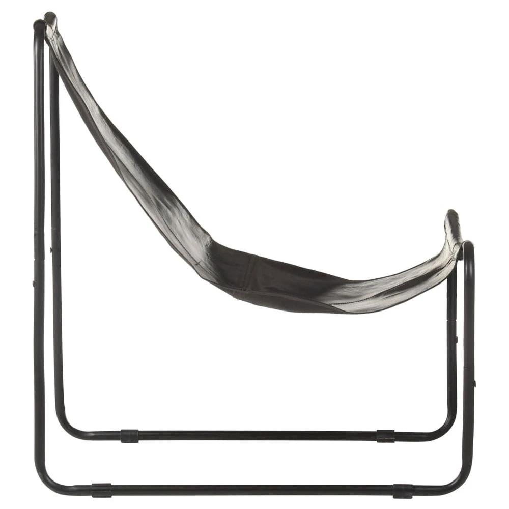 Relaxing Chair Black Real Leather vidaXL by vidaXL
