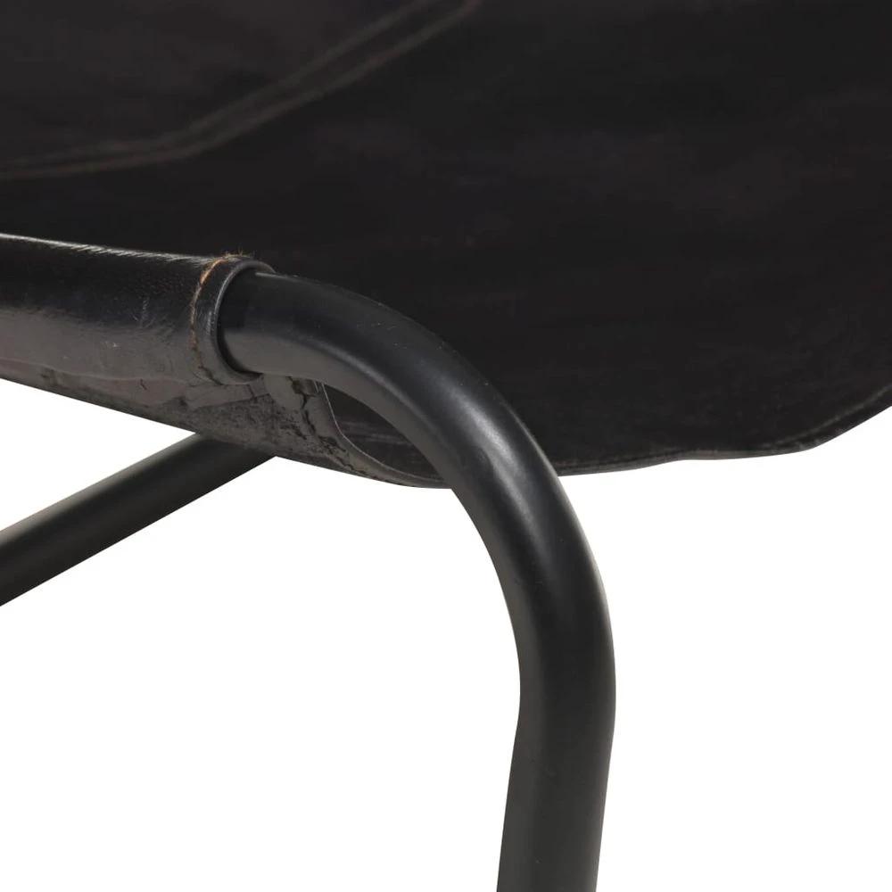 Relaxing Chair Black Real Leather vidaXL by vidaXL