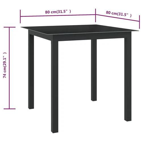 vidaXL Garden Table Black 80x80x74 cm Aluminium and Glass by vidaXL