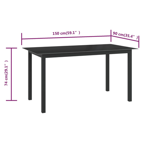 vidaXL vidaXL Garden Table Black 80x80x74 cm Aluminium and Glass -