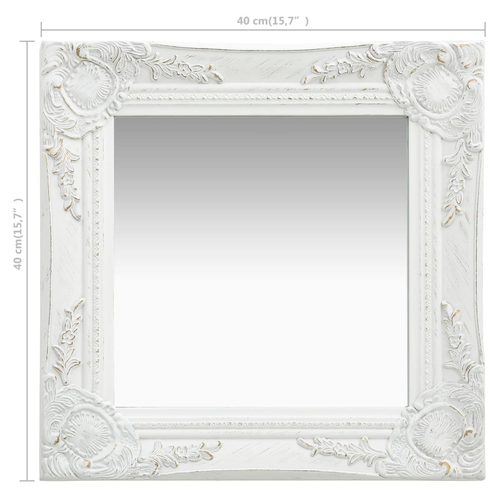 vidaXL Wall Mirror Baroque Style 40x40 cm White by vidaXL
