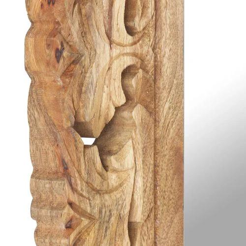 vidaXL Hand Carved Mirror Brown 50x50 cm Solid Mango Wood - Mirror